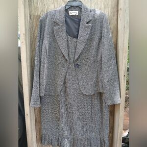 Danny & Nicole Blue Tweed Skirt Suit